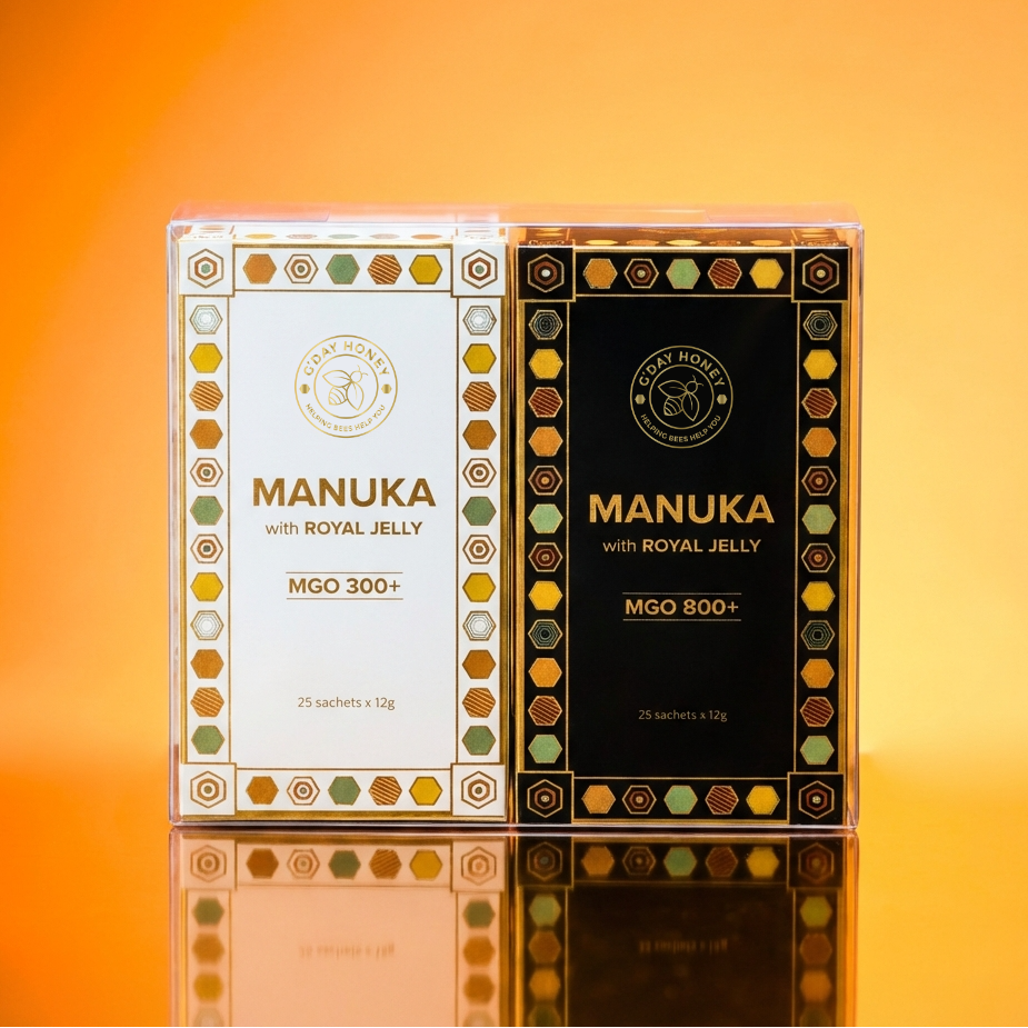 Manuka With Royal Jelly Honey Sticks 25 Pack MGO 300+, MGO 800+ (2 Set)