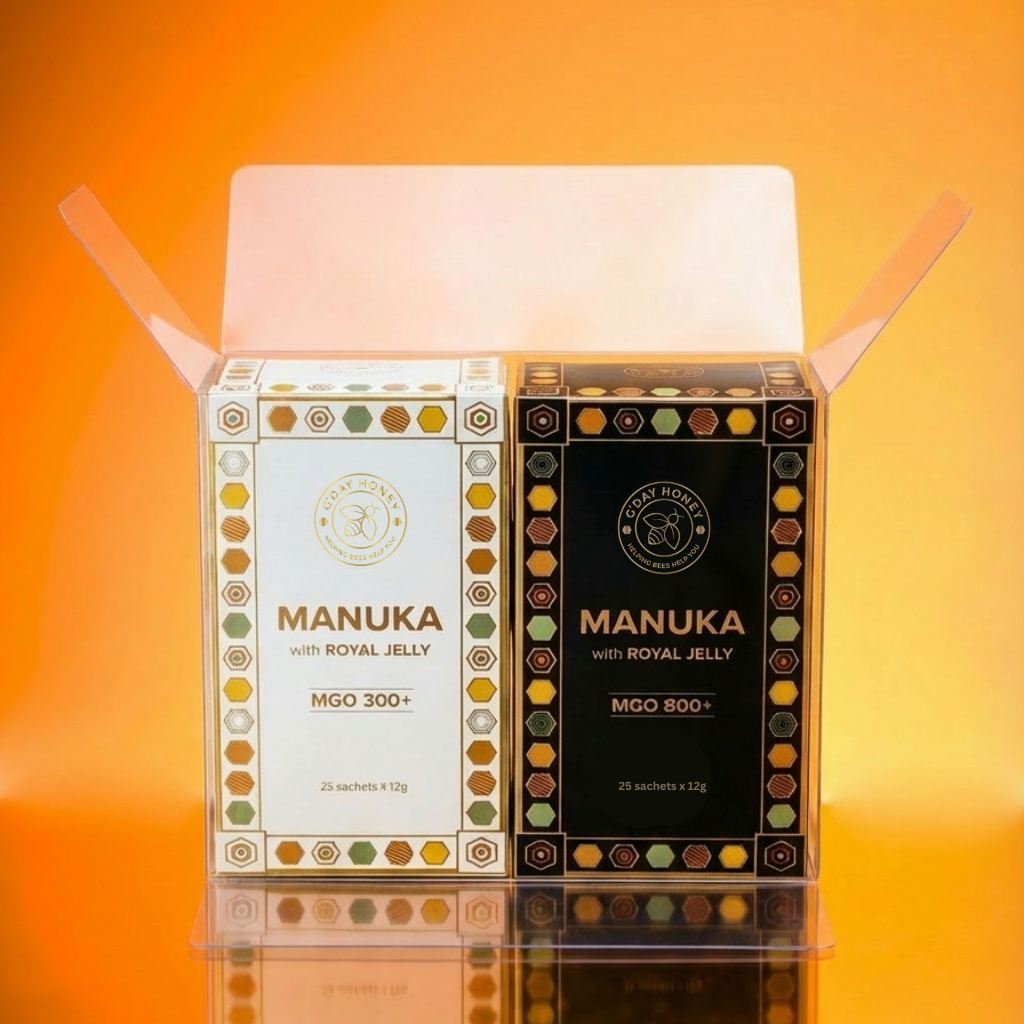 Manuka With Royal Jelly Honey Sticks 25 Pack MGO 300+, MGO 800+ (2 Set)